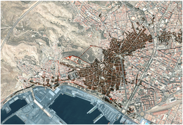 Almería cartografiada por Pérez de Rozas